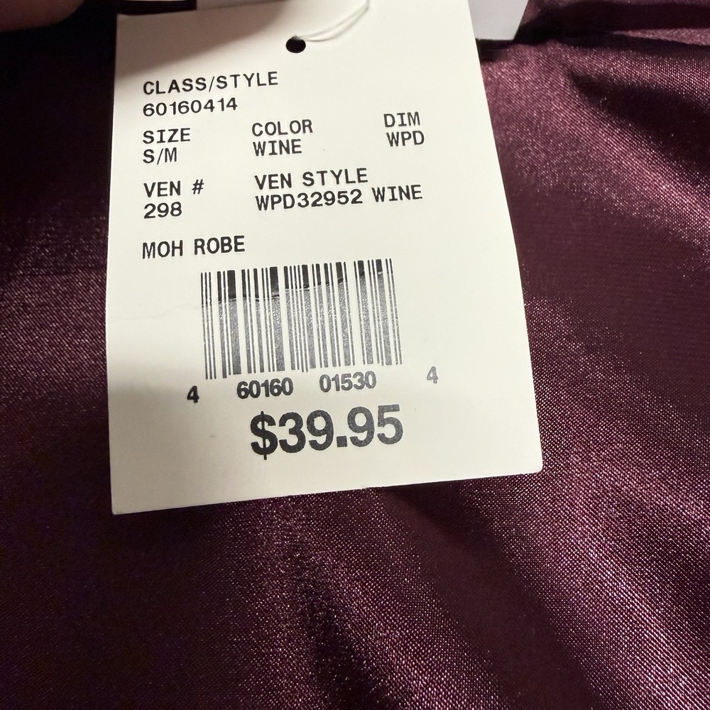 Davids Bridal Satin Silk Burgundy Maid Of Honor Robe Size S NWT - Picture 4 of 6